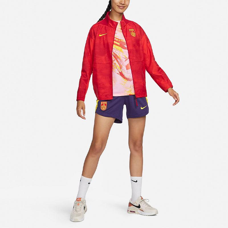 Nike Dri-FIT Anthem China Team All-Over Print Stand Collar Quick-Dry Football Jacket Women Jacket Red DV5615-687