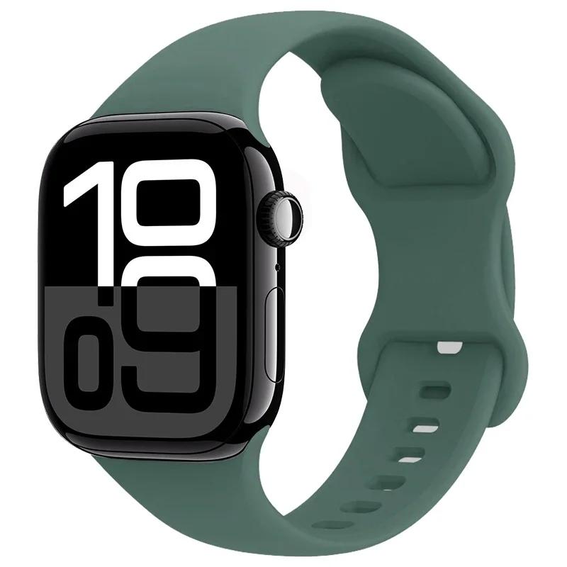 Силиконовый Ремешок Для Apple Watch 11 10 46мм 42мм 9 8 7 45мм 41мм Ultra 3/2 49мм Спортивный Браслет Ремешок iWatch 6 5 4 SE 44мм 40мм