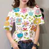 Летний топ с круглым вырезом и цветочным узором с 3D-принтом, модная повседневная женская футболка с коротким рукавом