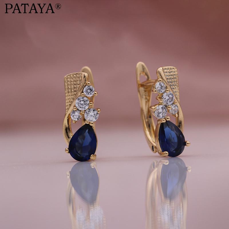 Серьги в виде капли с инкрустацией цирконами от PATAYA