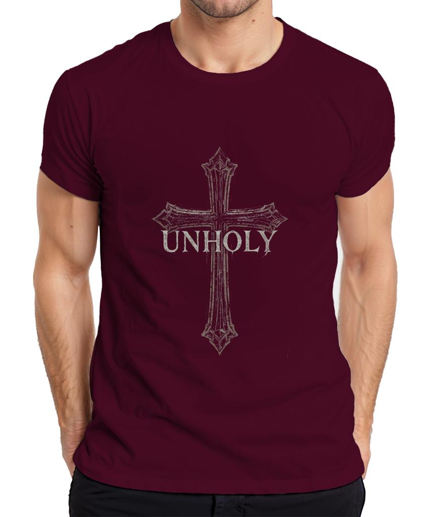 UNHOLY Black Metal Gothic Cross Gloomy Satanic Grunge T-Shirt-