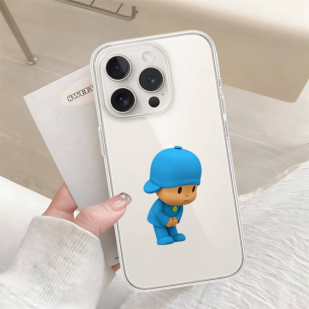 Cute P-POCOYO Phone Case For Iphone17 16 15 11 13 14 Pro Max 7 8 Plus X Xr Xs Max Se2020 12mini Transparent Cov