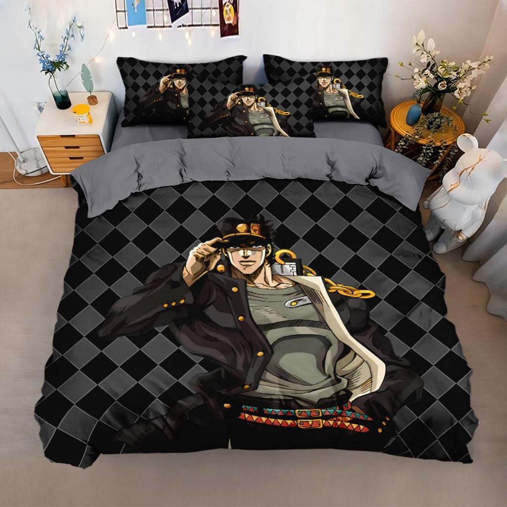 Anime JoJo Bizarre Bedding Set,Adventure Jotaro Kujo Bedding Set,JoJo Duvet Cover Pillowcase Bed Kids Adult