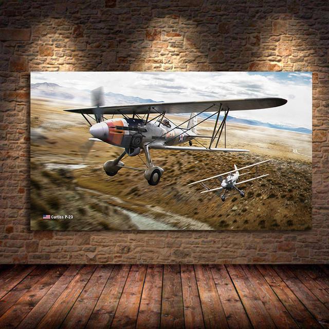 Bf109 Fighter Air Combat Monoplane Fighter Canvas Painting Classic Aircraft Living Room Home Bedroom Decoration Wall Art Picture