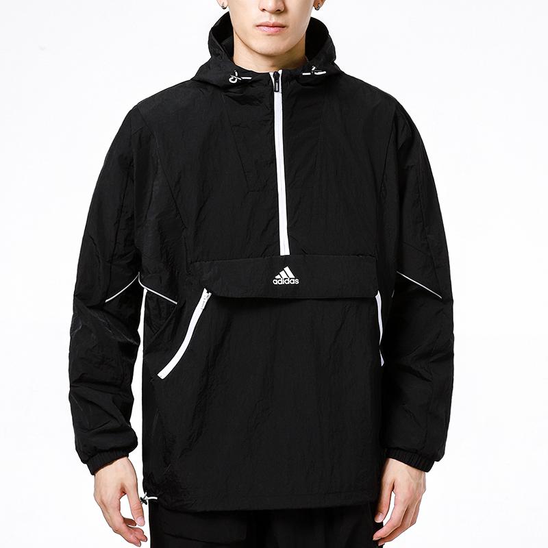 adidas Спортивная повседневная тренировочная трикотажная куртка с капюшоном, мужские куртки черного цвета H40213
