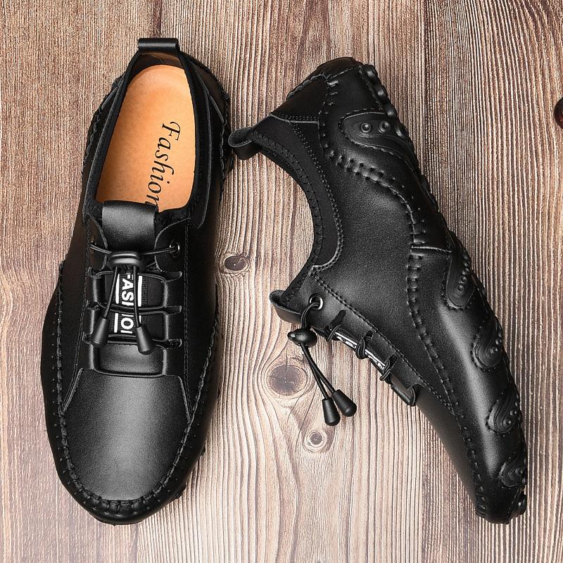 Genuine Leather Casual Men Loafers Comfortable Slip On Moccasins Flats Soft Daily Walking Driving Shoes