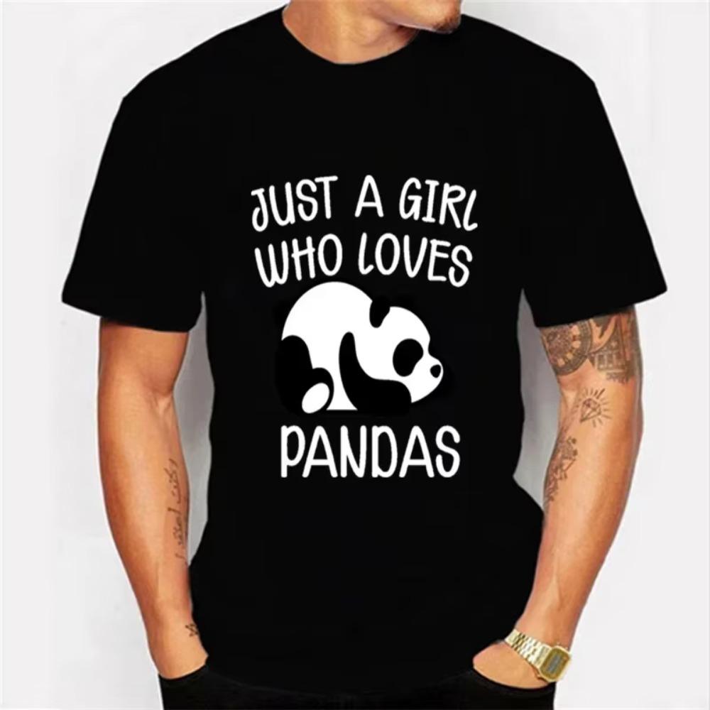 Мужская футболка Just A Girl Who Loves Pandas Графическая футболка Забавная футболка с животными Мужская футболка с коротким рукавом Мультяшный панда Топ Y2k