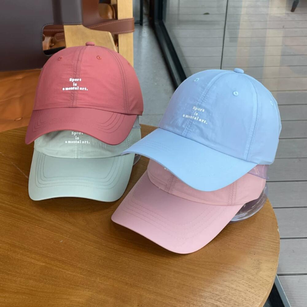 Korean Style Letter Embroidered Mesh Baseball Cap, Quick Dry Nylon Casual Hat for Men Women Daily Outdoor Streetwear Headwear