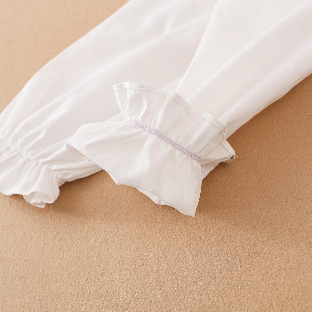 Рубашка для девочек 2025 года, весна-осень, новое поступление, кружевной воротник, одежда, детские блузки в студенческом стиле для детей 5-12 лет