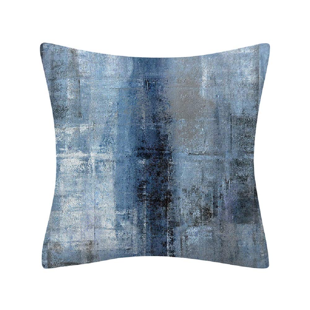 PC Abstract Blue Grey Pillow Cover Modern Textured Art Cushion Case for Sofa Bedroom Home Decor No Pillow Insert