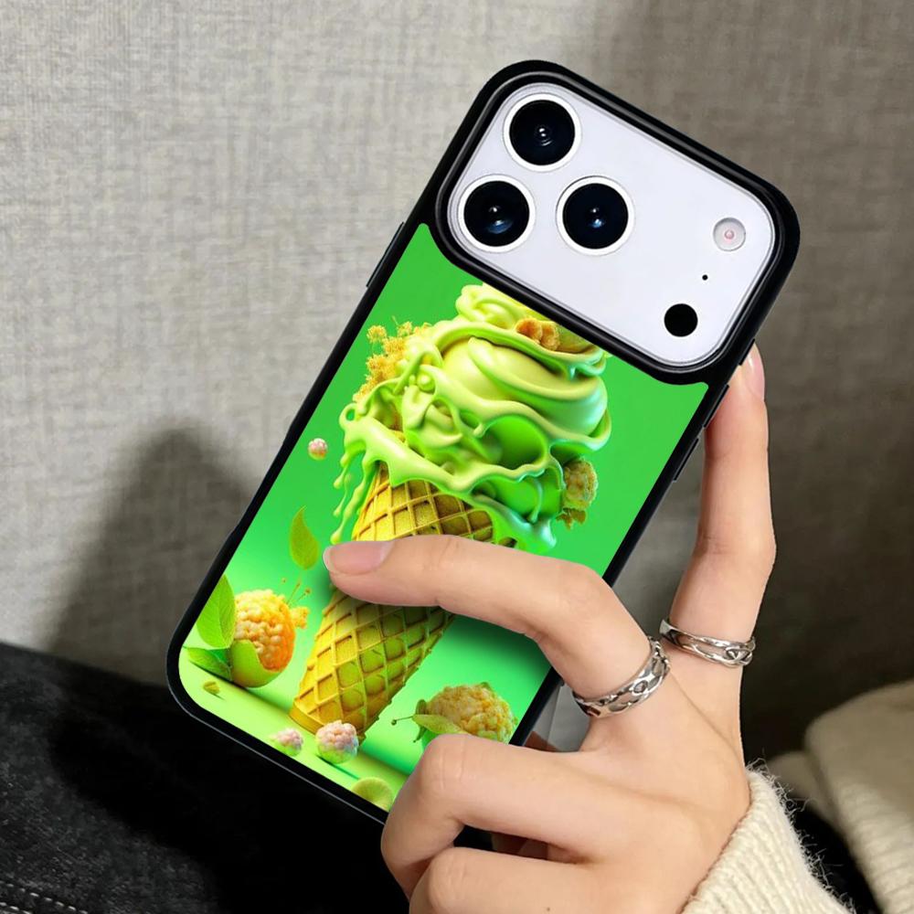 Чехол Case для iPhone 17 Air 16 Pro Max 15 Plus 11 13 Mini 14 12 Задняя крышка телефона Мороженое