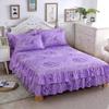 Printed Floral Bed Skirt Skin-Friendly Fabric Bed Cover Bedroom Pillow Case Bedding Protector Decor Multiple Colors Availabl