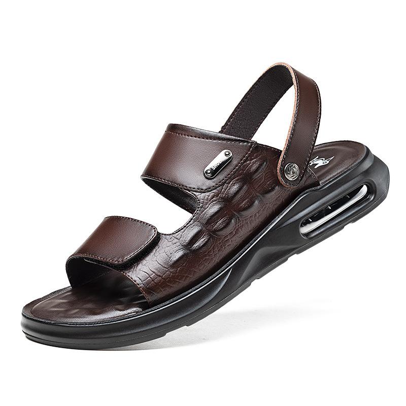 Модный бренд Кожаные сандалии Мужские Повседневные Пляжные туфли Воздушная подушка Противоскользящие Спортивные сандалии Уличные Повседневные Мужские сандалии Sandalias De Hombre