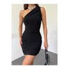 Women's One-shoulder Gather Detailed Mini Dress