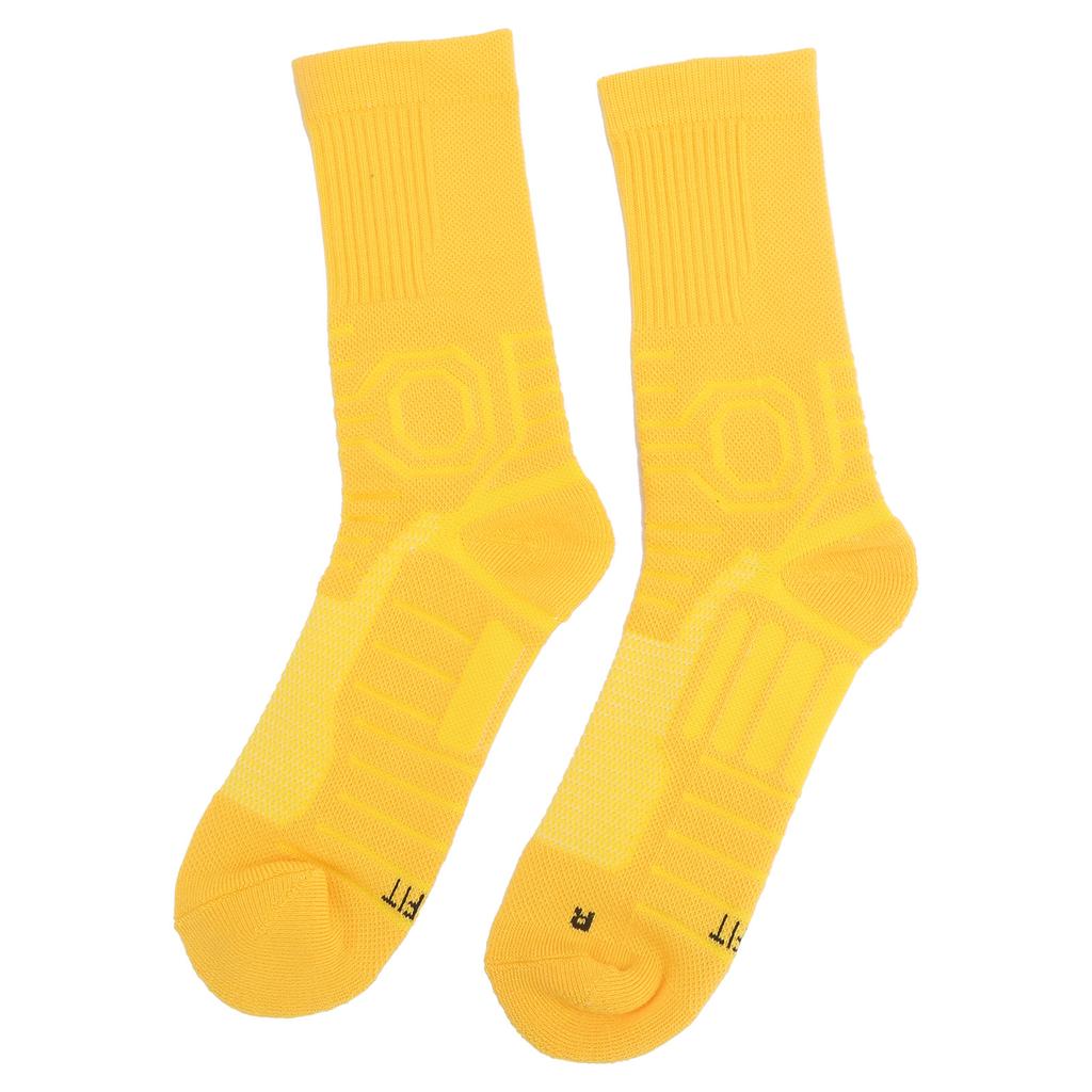 1 пара спортивных нескользящих носков, дышащие носки для баскетбола, футбола, атлетики, с защитой(желтый )