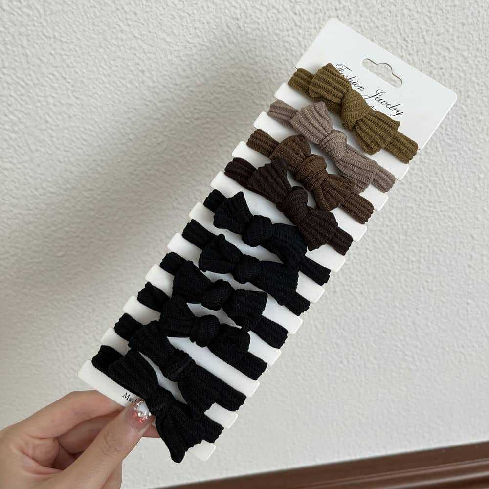 5-10Pc/Set Coffee Women Bowknot Hair Bands Elastic Headbands Black Bow Tie Scrunchies Headwear Girl Korean Hair Accessories Gift