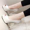 Модные летние туфли-лодочки женские туфли платформа ПУ кожа мелкие 12 см тонкий высокий каблук нескользящие слипоны с открытым носком женские сексуальные туфли для вечеринки