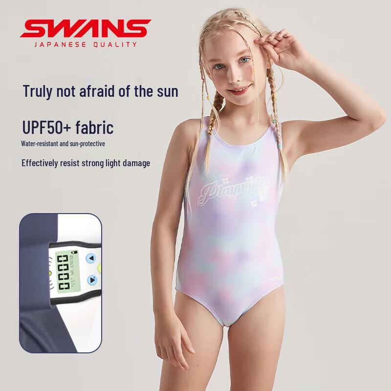 Слитный тренировочный купальник для девочек SWANS - Модель 242