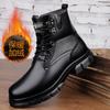 Fleece Martin Boots High-top Men's Shoes 2025 New Winter Real Cowhide Medium-help Tooling Boots Thick-soled Heightening Leather Boots