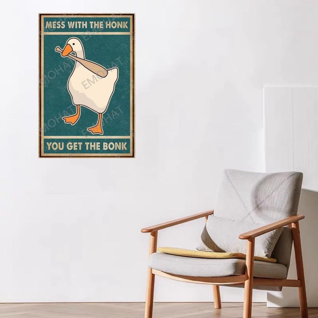Generic Metal Poster Signs Tin Metal Sign Goose Mess With The Honk You Get The Bonk For Home Kitchen Restaurant Coffee Bar Wall Decor Art Bar