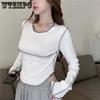 Long Sleeve T-Shirts Women O-Neck Skinny All-match Tops Female Solid Korean Classic Spring Daily Basic Popular Tees