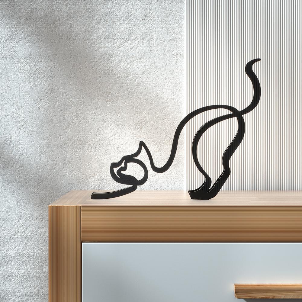 Домашнее украшение Настольное украшение Скульптура кошки Художественная скульптура Украшение кошки Абстрактная линия Орнамент