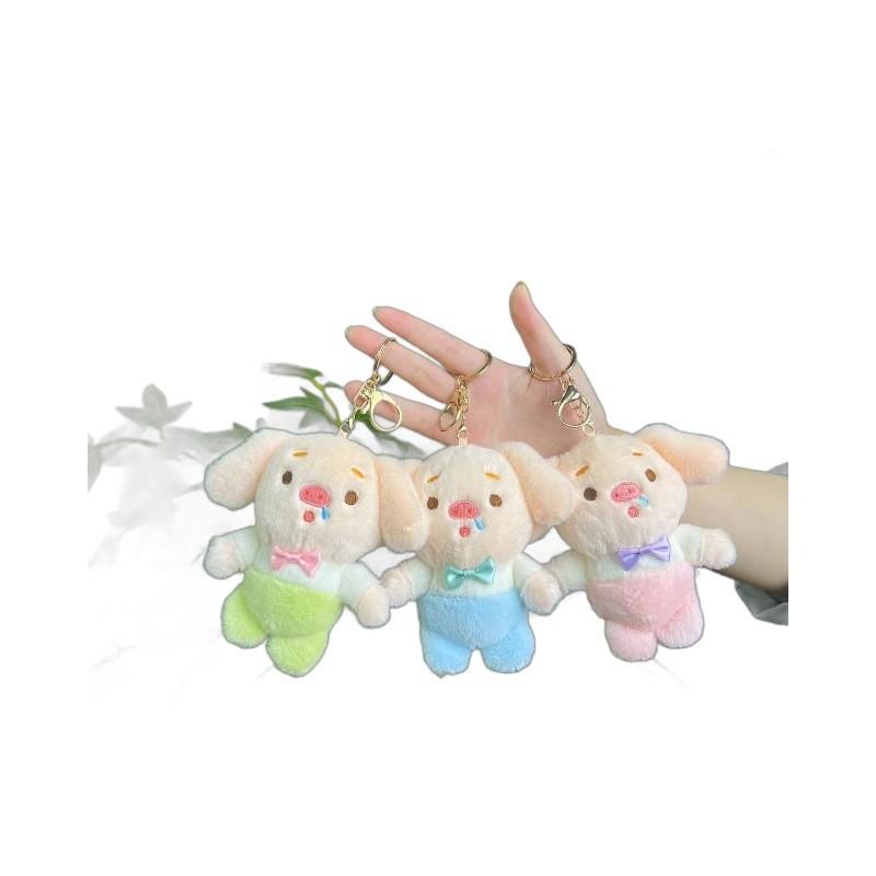 Adorable Piglet Plush Keychain With Soft Short Plush And Cute Cartoon Design In Green Blue Pink