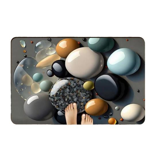 3D Оптическая Иллюзия Коврик для Ванной Нескользящий Коврик для Ванной с Рисунком Гальки Быстросохнущий Абсорбирующий Напольный Коврик для Ванной Ванны Душа Раковины