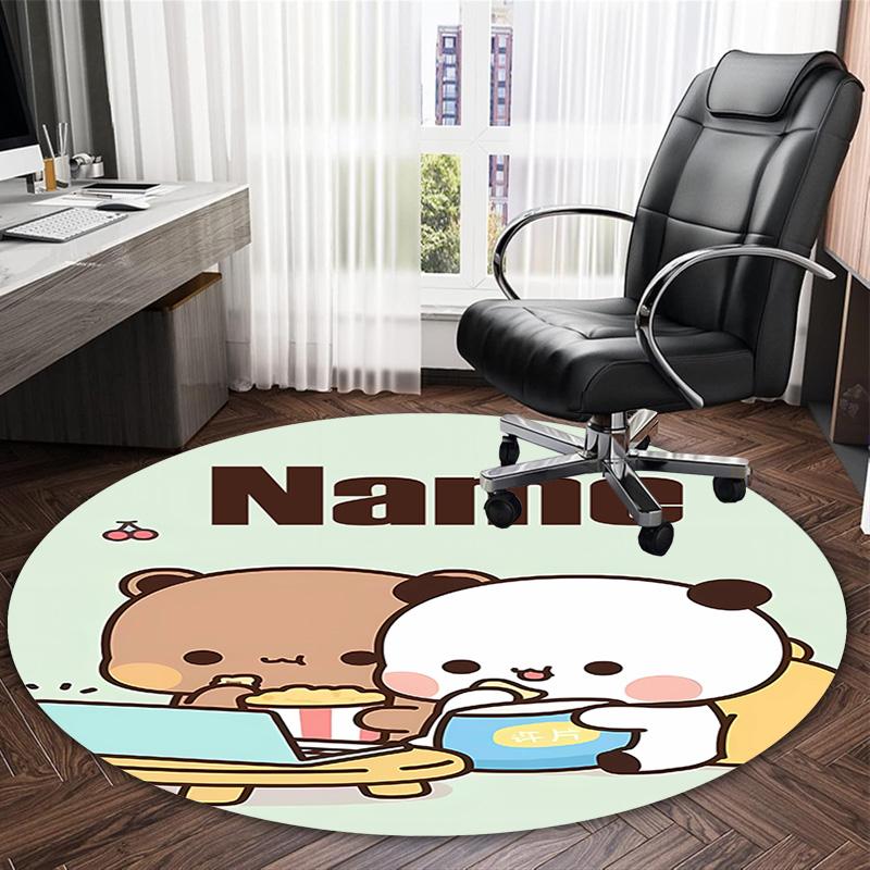 Customizable Yier BuBu Bear1 Round Non-Slip Carpet - Ideal for Garden, Picnic, Office, Perfect for Decoration, Suitable For All Seasons