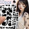 10 листов мультяшных милых черных кошек, наклейки-татуировки для рук, тела, декоративные водонепроницаемые наклейки-татуировки для детей, креативные игрушки, подарки