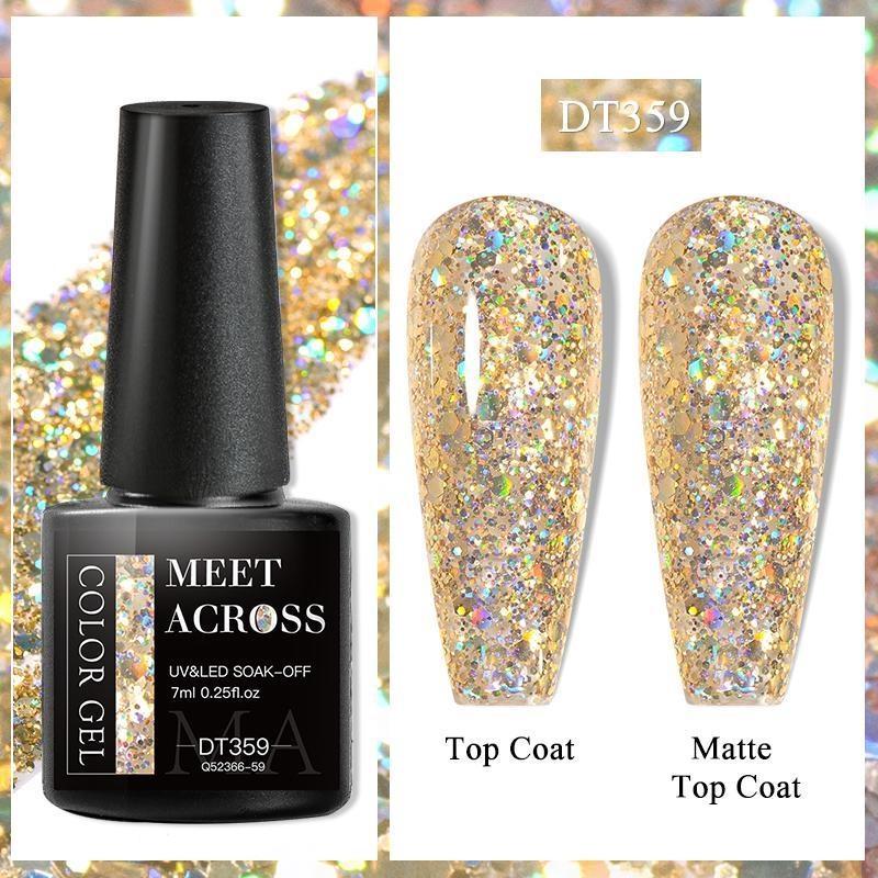 MEET ACROSS Блестящий гель-лак для ногтей, популярный телесный, розовый, красный, синий, блестящий гель-лак, красочный гель для начинающих, маникюр, салон дизайна ногтей