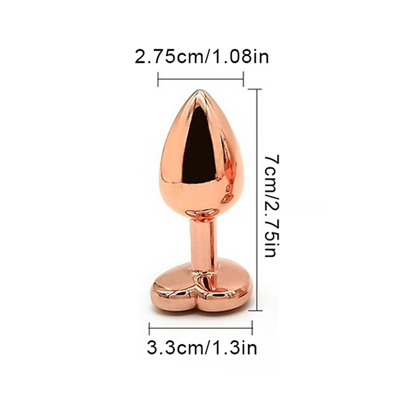 Rose Gold Heart Shape Crystal Metal Anal Beads Butt Plug Prostate Massager Stimulator Adult Gay Products Sex Toy For Female Male