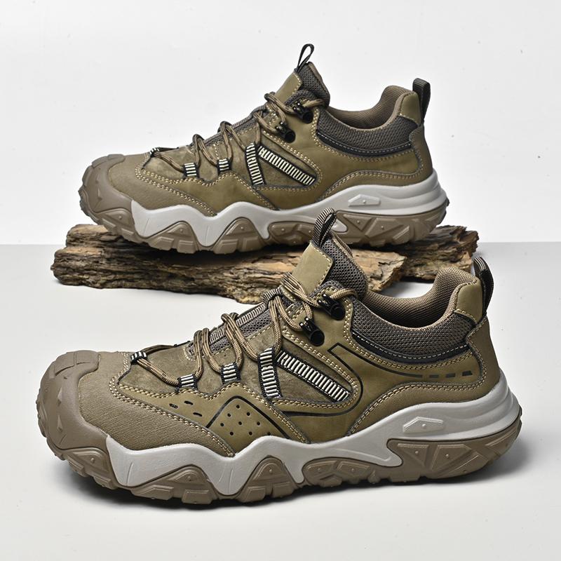 Fashion Lace-Up Genuine Leather Sneakers Fashion Non-slip Walk Footwear Luxury Brand Male Treking Footwear New Outdoor Men Hiking Shoes