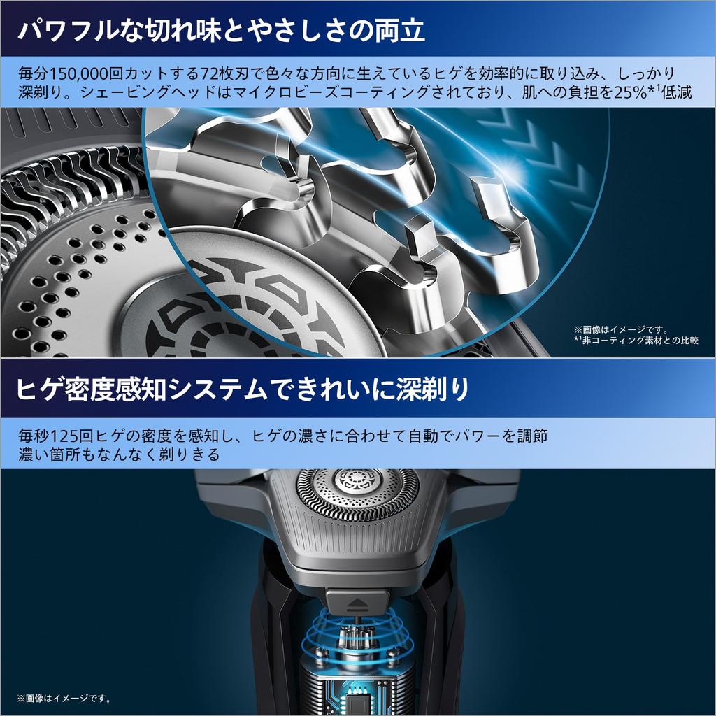 Philips Electric Shaver 9000 Series Model with Cleaning Machine Electric Razor for Men Rotating Bath Shaving Fully Black (72 Blades, Type/SkinIQ