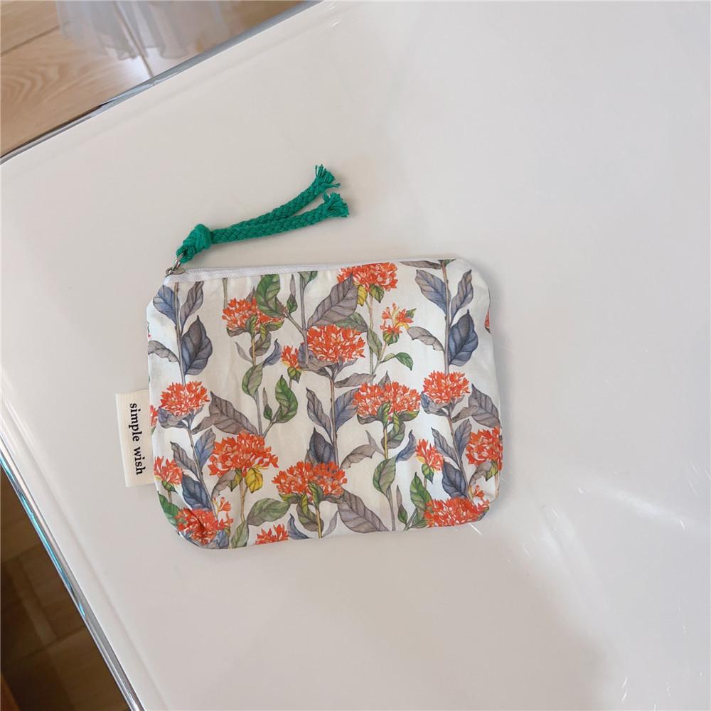 Mini Cotton Floral Organizer Bags for Women Bag Small Fabric Cosmetic Make Up Bag Little Purse Coin Pouch Children Cosmetic Case