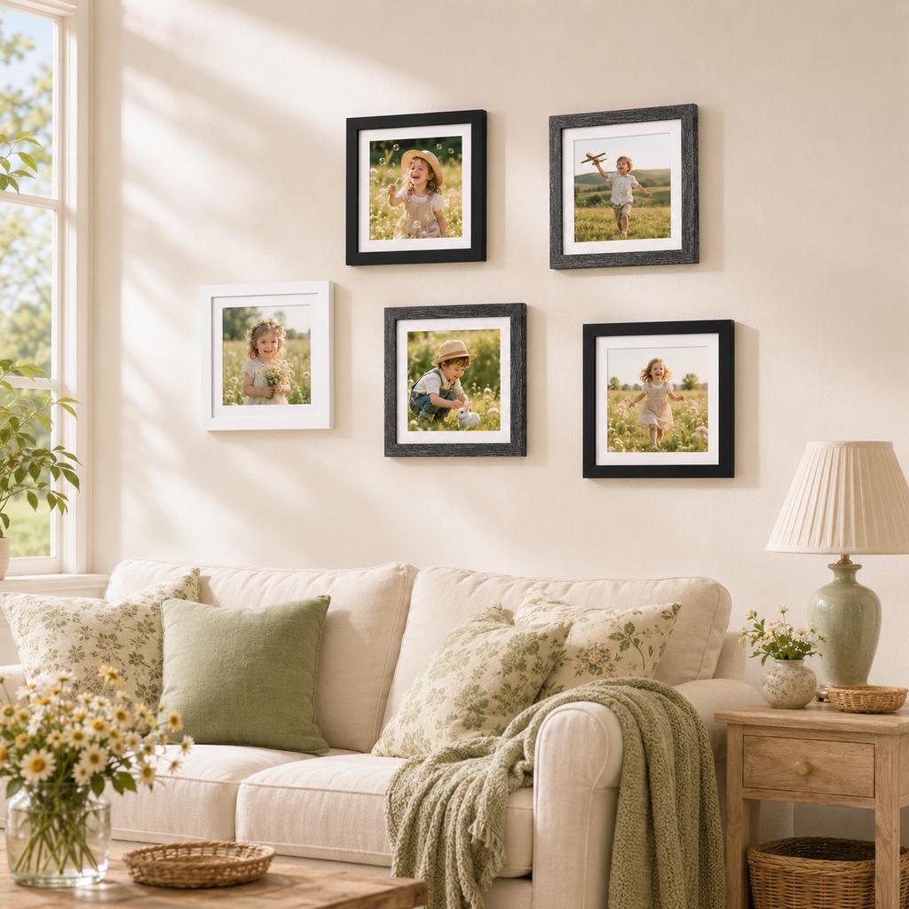 Wood Picture Frame Durable Lightweight Square Photo Frame Wall Hanging Tabletop Home Decor 6x6 8x8 10x10 12x12 14x14