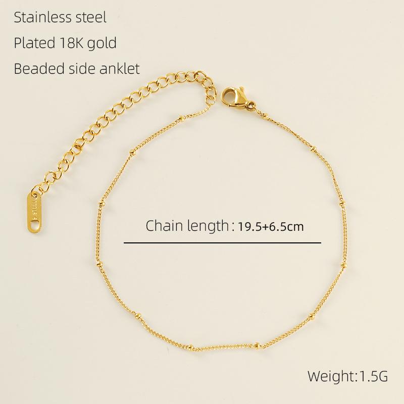 Французский женский новый браслет на щиколотку из титановой стали из нержавеющей стали модный золотой браслет на щиколотку с боковой застежкой из бисера и цепочкой ювелирные изделия