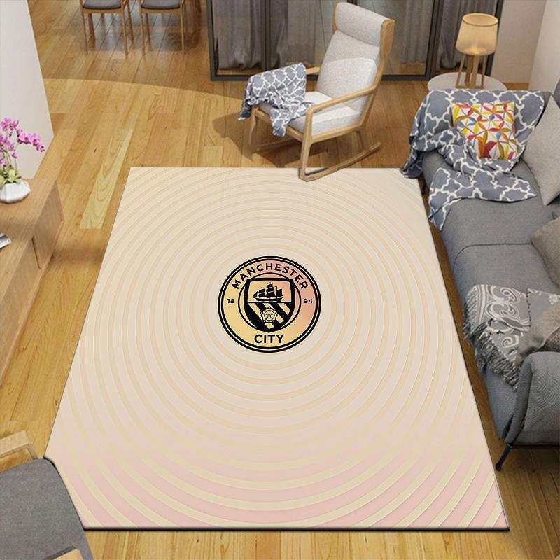 Man City2 Flannel Pattern Square Carpet,Area Rug,Carpet Rug for Living Room Bedroom Sofa Playroom Decor,Non-slip Floor Mat