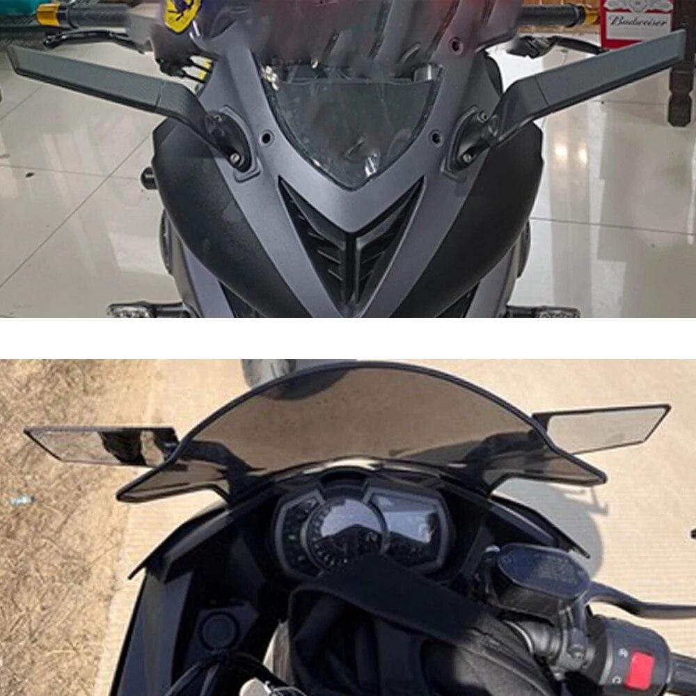 For Kawasaki ZX14R ZX12R ZZR600 ZZR1200 ZZR1400 Motorcycle Wind Wing Sports Car Rotating Large Field of View Rearview Mirror