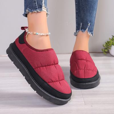 Женская обувь, женская повседневная обувь, утолщенная водонепроницаемая, противоскользящая, теплые туфли-хлебцы, домашний каблук, легкие хлопковые туфли