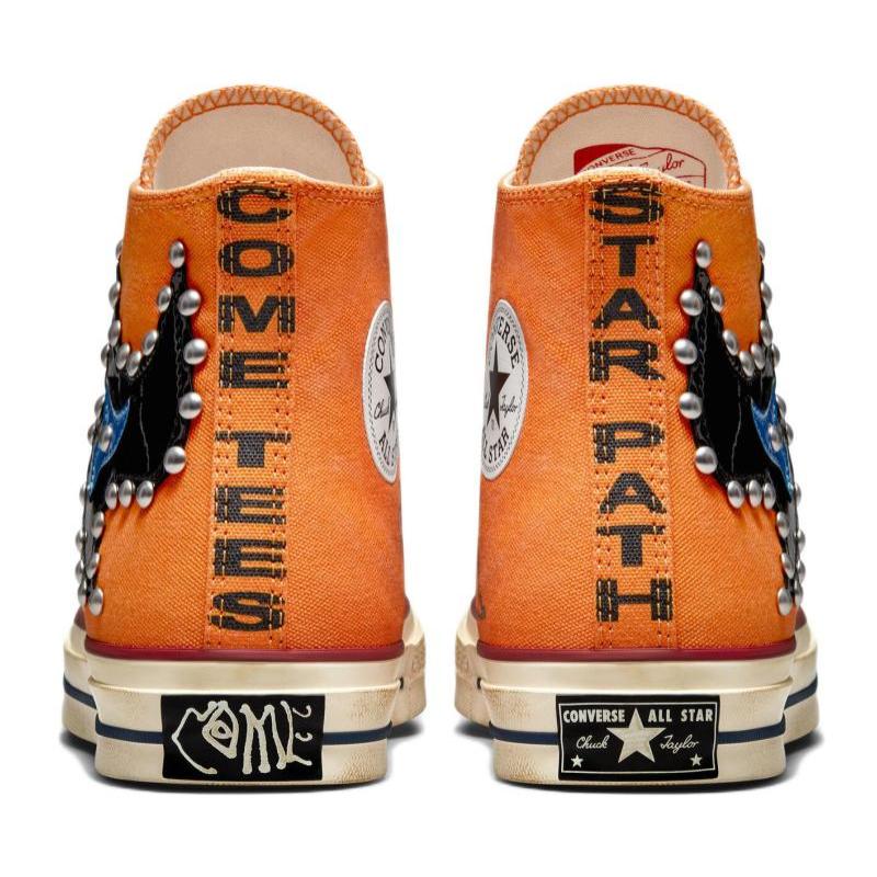 Come Tees X Converse Chuck Taylor All Star 1970s Trendy Casual High-Top Espadrilles Unisex Bright Orange