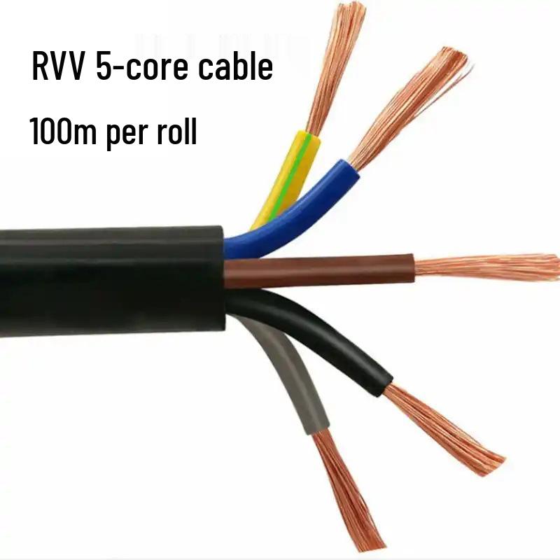 Zhujiang Cable RVV Oxygen-Free Pure Copper Flexible Wire - 5-Core 3+2 Sheathed, Available in 0.75 to 6 Square mm.