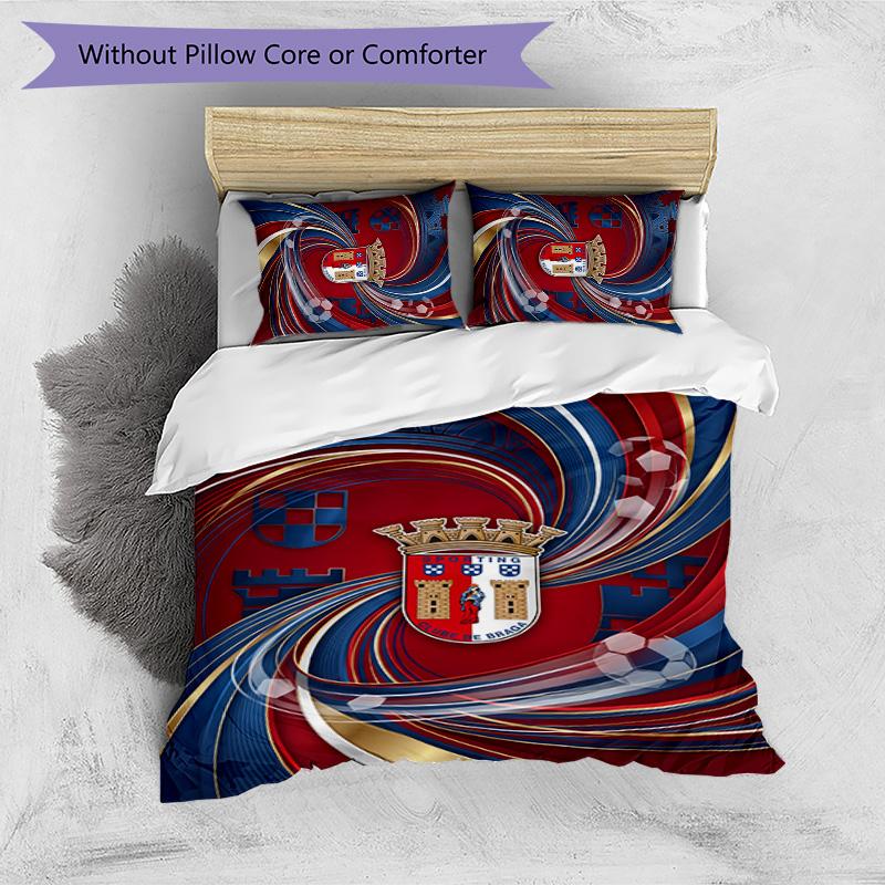 Braga FC Printed 3PCS Bedding Set Breathable Duvet Cover with Pillowcases Decorative Bed Linen for Bedroom Home