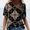 Women XL-7XL Plus Size T Shirt V Neck Short Sleeve Tops 3D Floral Print T Shirts Summer Lovers Couples T Shirt