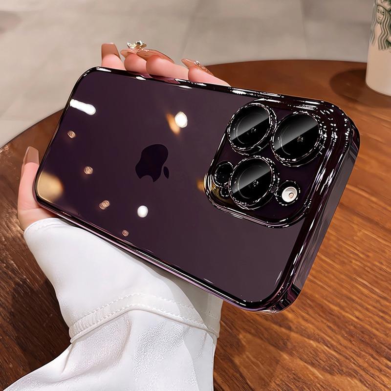 Luxury Plating Soft TPU Case for iPhone 17 Pro Max Plus iPhone 11 12 13 14 15 16 Pro Max 17 Air Transparent Lens Protector Cover