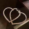 RSAMD Fashion Big Heart Crystal Hoop Earrings for Women Geometric Rhinestones Earr`jo-Silver