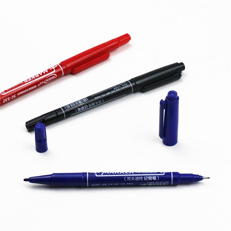 10pcs Dual-side Writing Oil Base Permanent Marker Bold Fine Point CD Metal Liner Office School A6875