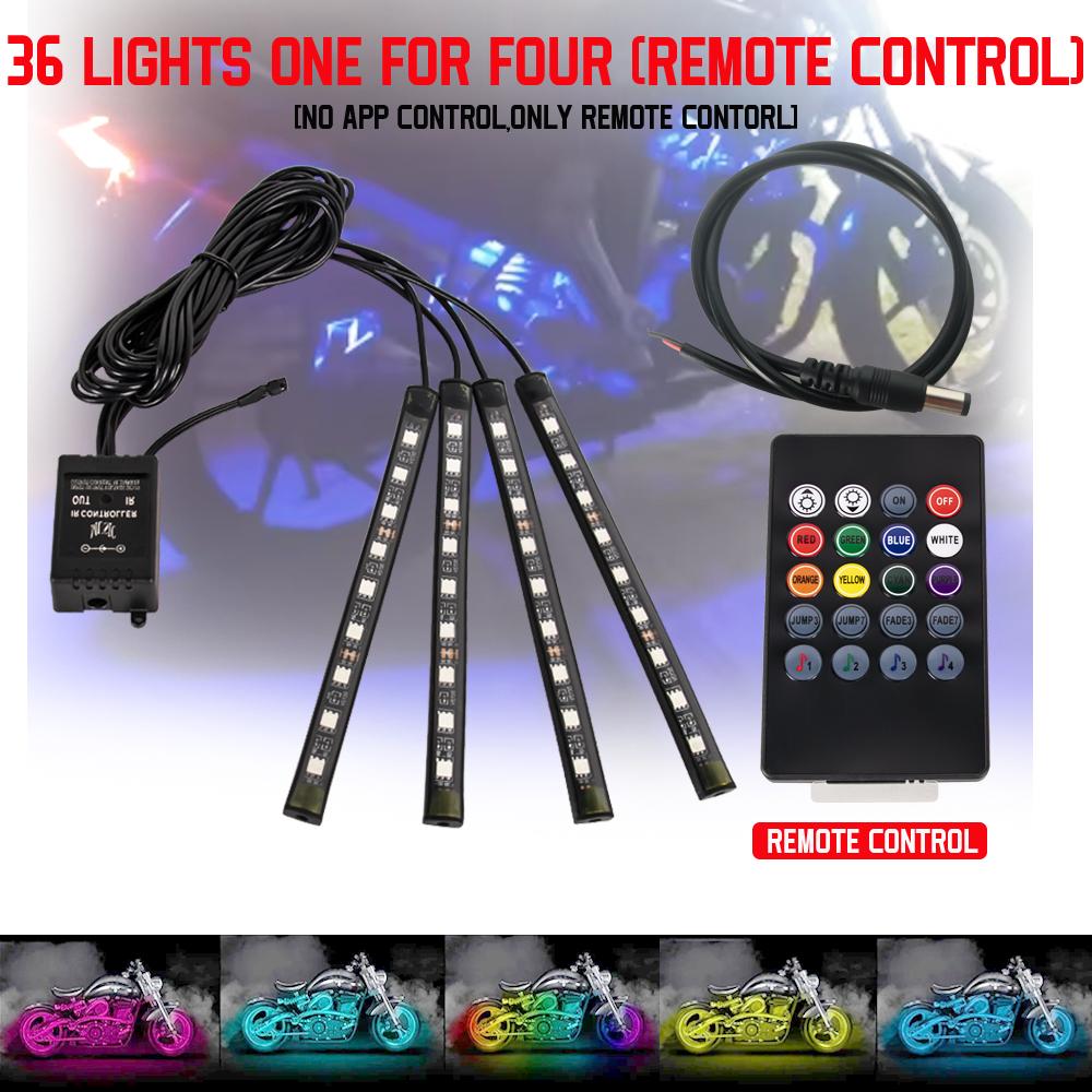 RGB LED Atmosphere Ambient Light Kit Remote APP Control Flexible Waterproof Neon Strip For Car Motorcycle Decorative Lamp 12V