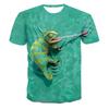 Summer Round Neck Chameleon T-shirt Animal Lizard 3D Printing Summer Men's and Women's Boy and Girl Universal Short Sleeved T-shirts
