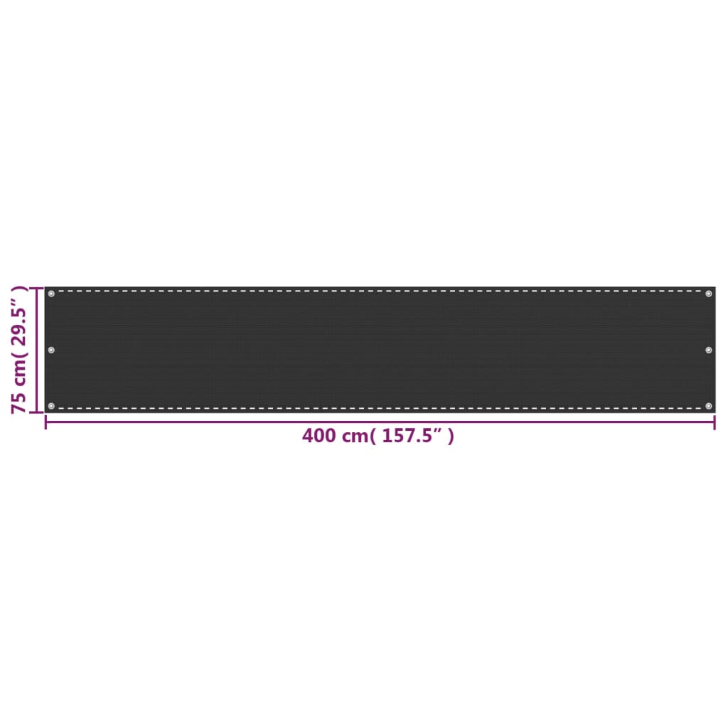 Balcony Privacy Screen HDPE 75x400 cm Anthracite